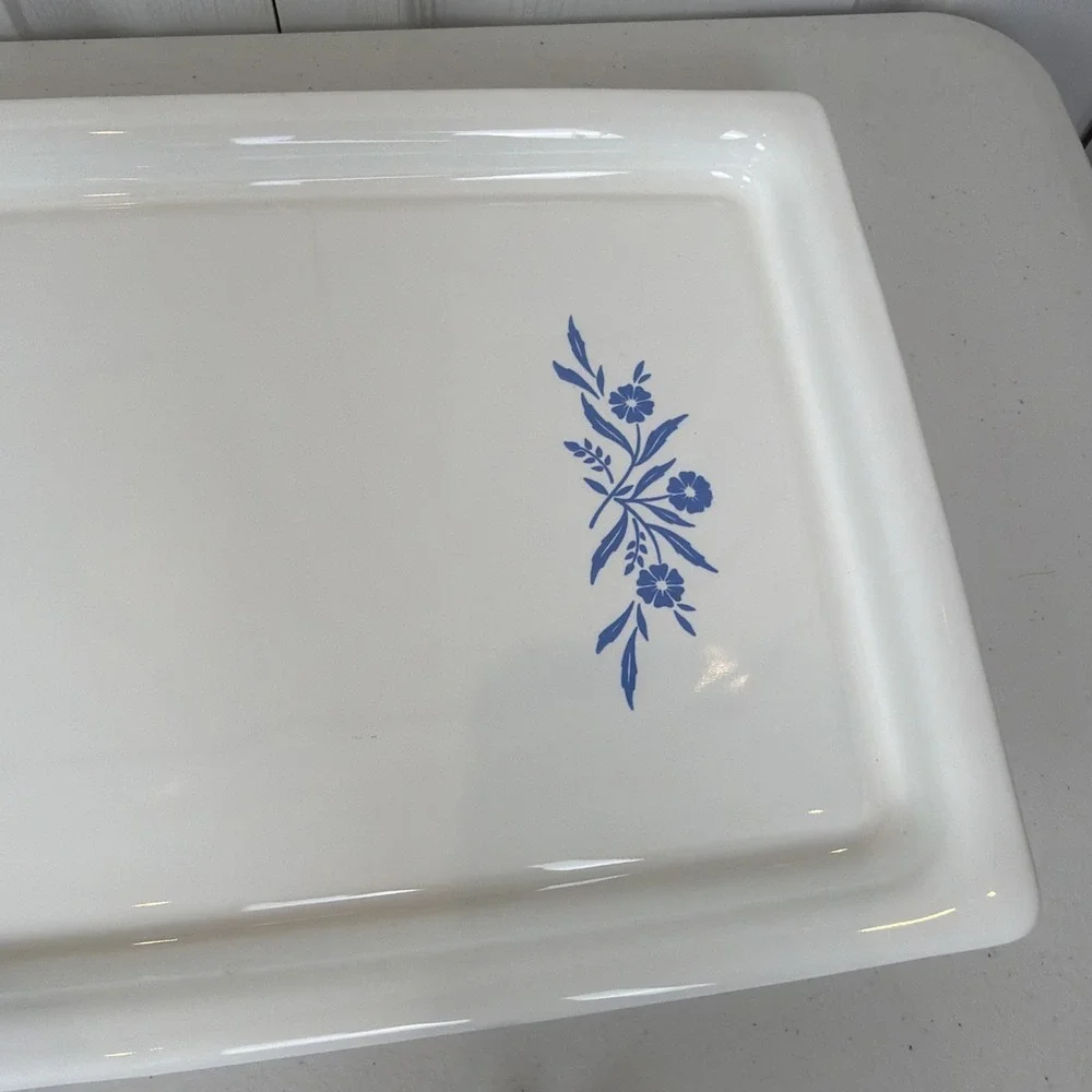 Corning Ware Blue Cornflower Food Warming Tray Hot Plate Platter w Cord Tested